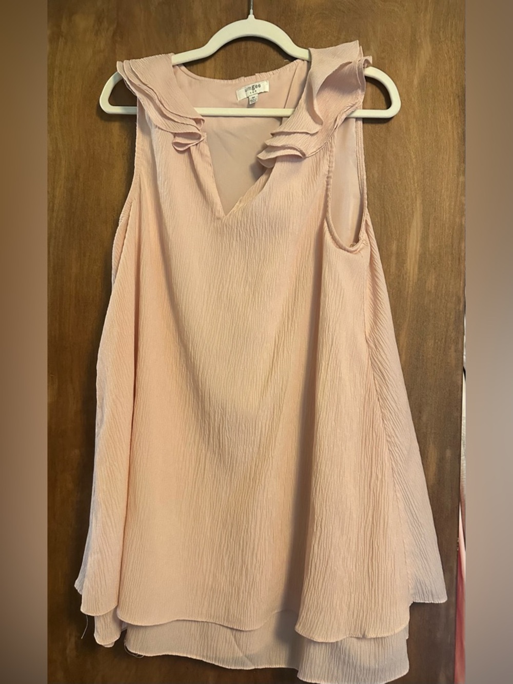 Umgee Blush Ruffle V-Neck Sleeveless Camisole